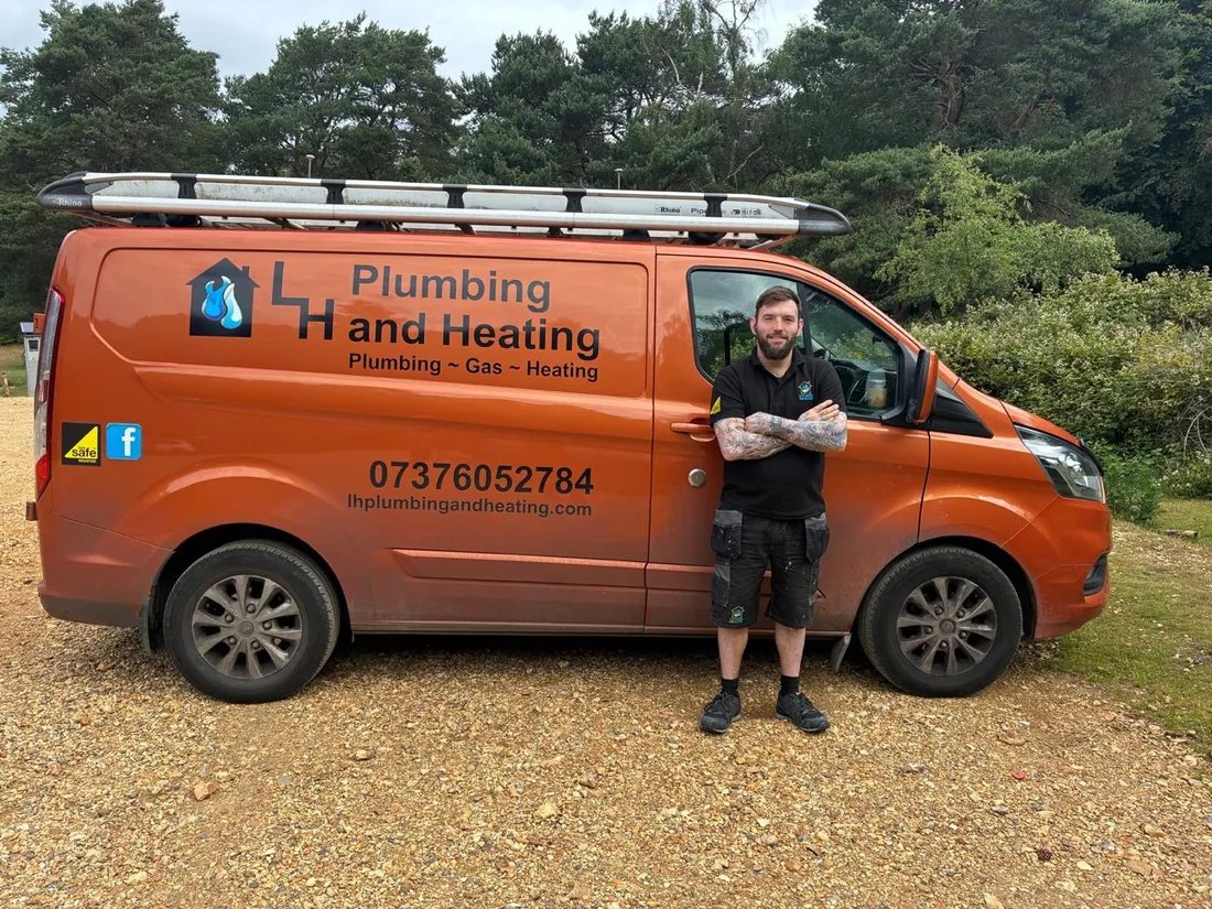 Liam Hills with the LH Plumbing and Heating van